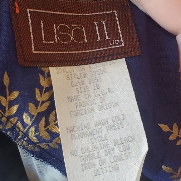 Vintage 80s Floral Blue Blouson Midi Dress Exaggerated Collar Cottage Core Small - Picture 8 of 8